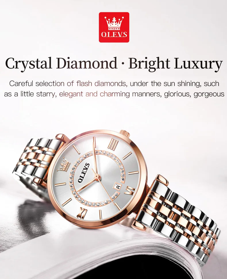 OLEVS 6892 Original Fashion Watches for Women Elegant Female Classic Clock Luxury Ladies Quartz Wristwatches