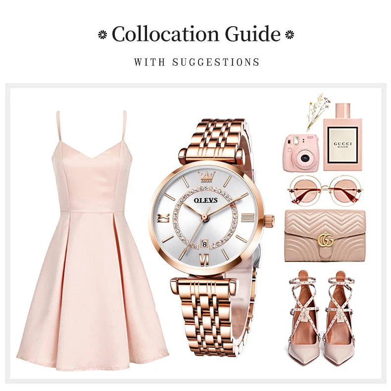 OLEVS 6892 Original Fashion Watches for Women Elegant Female Classic Clock Luxury Ladies Quartz Wristwatches