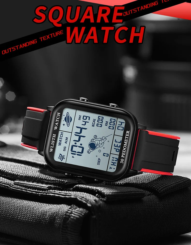 Watches for Man Digital Watch Stopwatch Countdown Wristwatch Calendar Clock Sport Pedometer Calculation Digital montre homme
