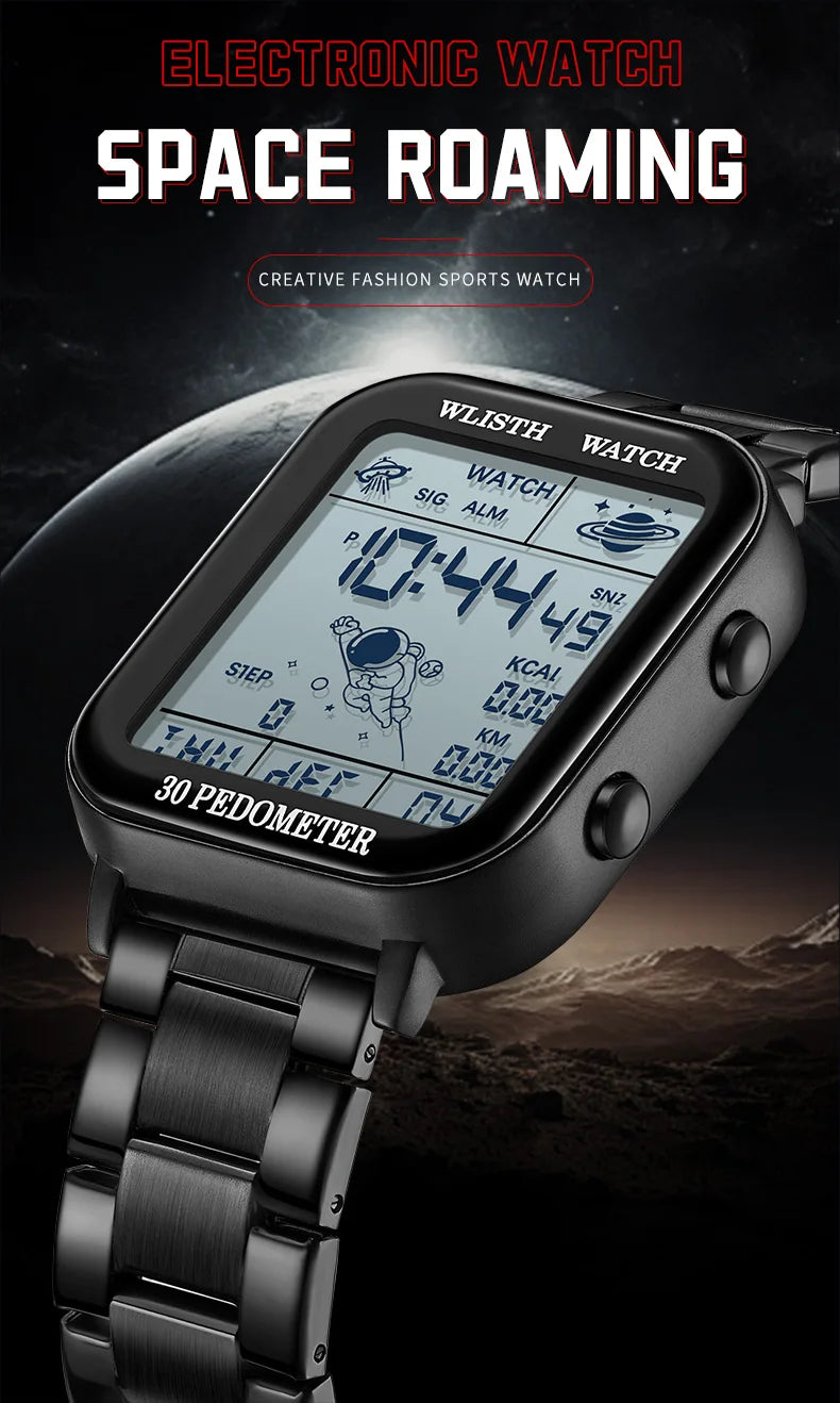Watches for Man Digital Watch Stopwatch Countdown Wristwatch Calendar Clock Sport Pedometer Calculation Digital montre homme