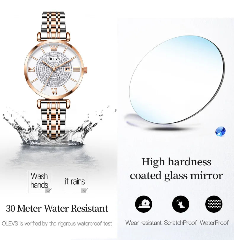 OLEVS 6892 Original Fashion Watches for Women Elegant Female Classic Clock Luxury Ladies Quartz Wristwatches