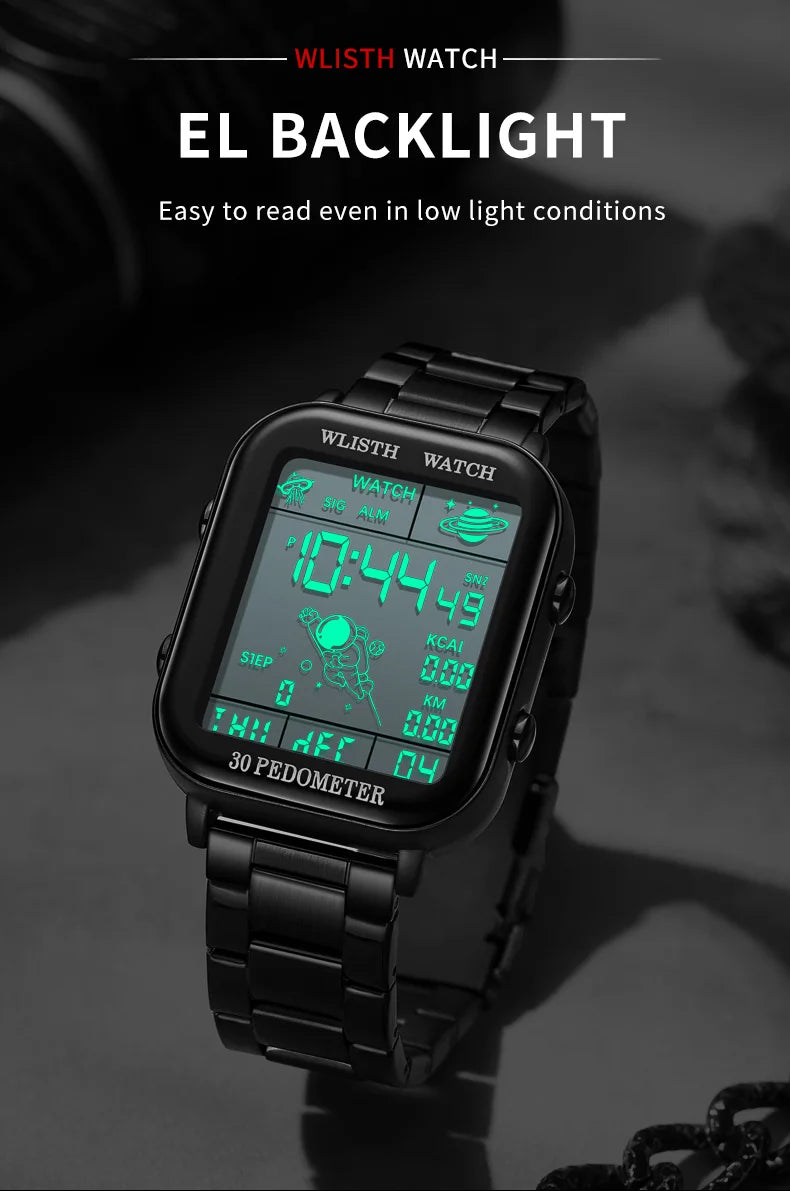 Watches for Man Digital Watch Stopwatch Countdown Wristwatch Calendar Clock Sport Pedometer Calculation Digital montre homme