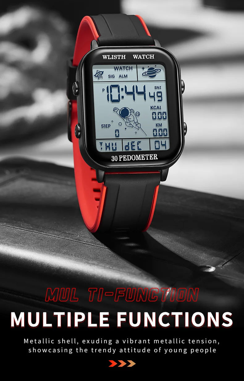 Watches for Man Digital Watch Stopwatch Countdown Wristwatch Calendar Clock Sport Pedometer Calculation Digital montre homme