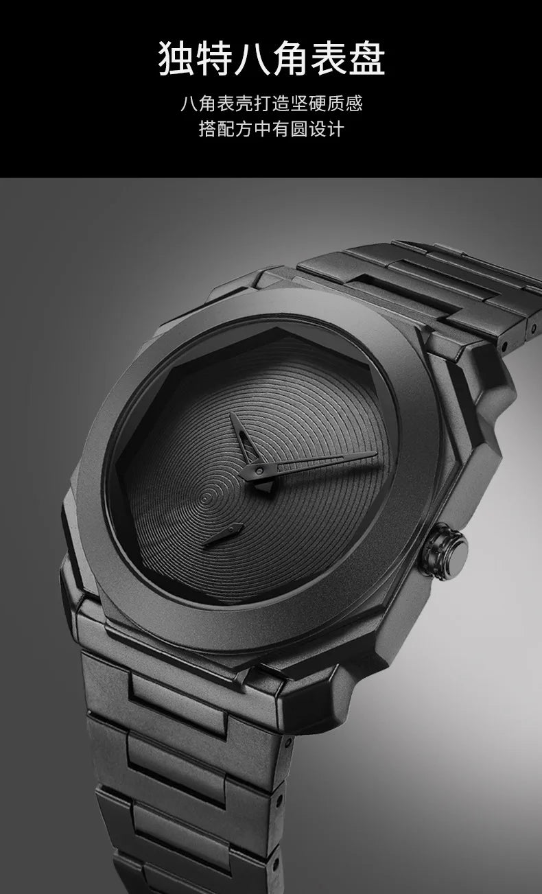 New Watches for Men Luxury Stainless Steel Unique Octagonal Dial Waterproof Quartz Wristwatches Relogio Masculino Drop Shipping
