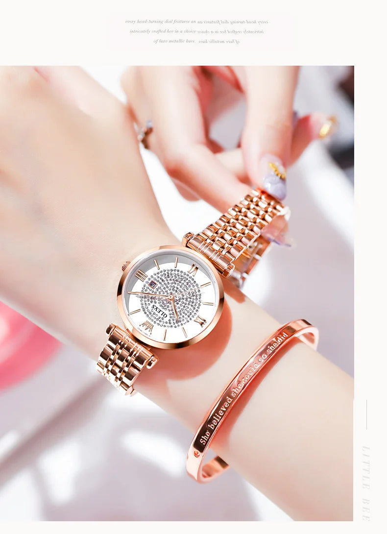 OLEVS 6892 Original Fashion Watches for Women Elegant Female Classic Clock Luxury Ladies Quartz Wristwatches