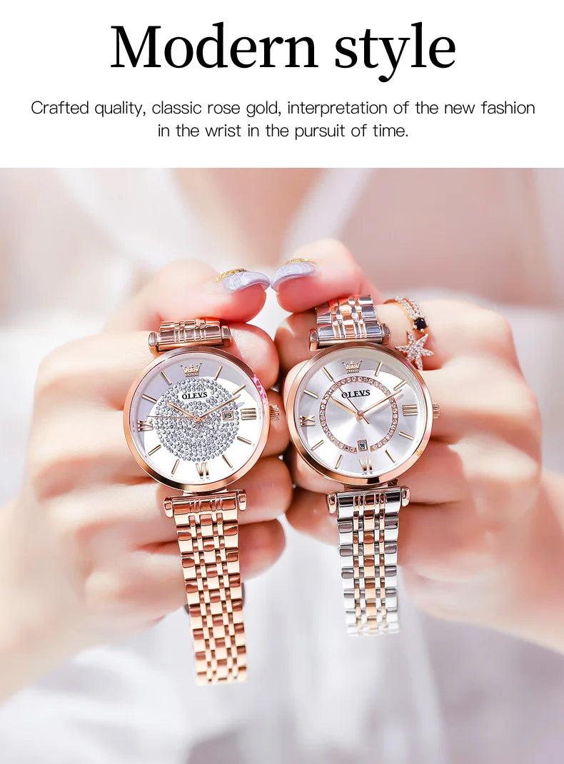 OLEVS 6892 Original Fashion Watches for Women Elegant Female Classic Clock Luxury Ladies Quartz Wristwatches