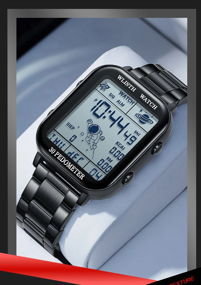 Watches for Man Digital Watch Stopwatch Countdown Wristwatch Calendar Clock Sport Pedometer Calculation Digital montre homme
