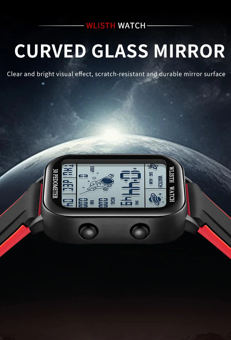 Watches for Man Digital Watch Stopwatch Countdown Wristwatch Calendar Clock Sport Pedometer Calculation Digital montre homme